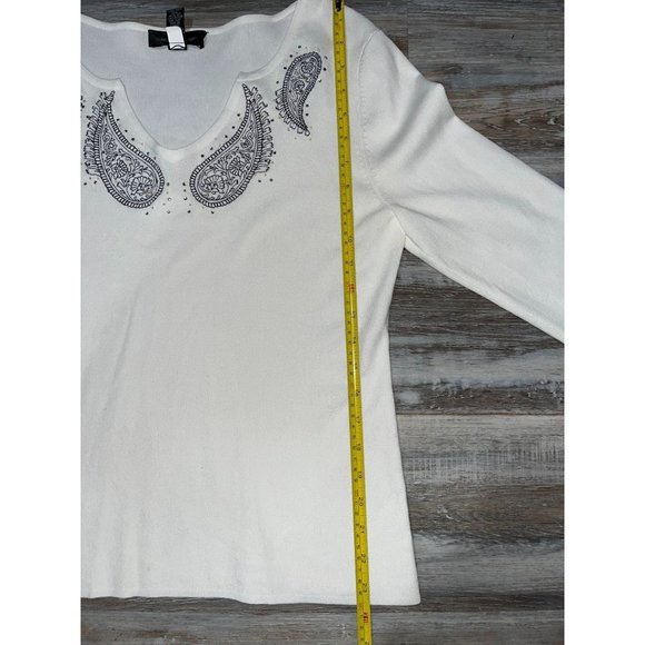 Cable & Gauge Embellished 3/4 Sleeve Top Size L - Picture 7 of 8